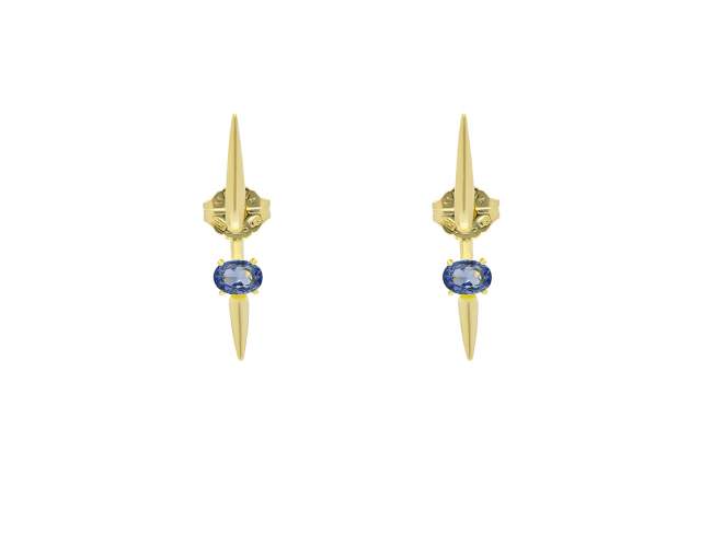 Pendientes Galaxy pincho azul en plata dorada de Marina Garcia Joyas en plata Pendientes de plata de primera ley (925) chapada en oro amarillo de 18kt con piedra sintetica color 