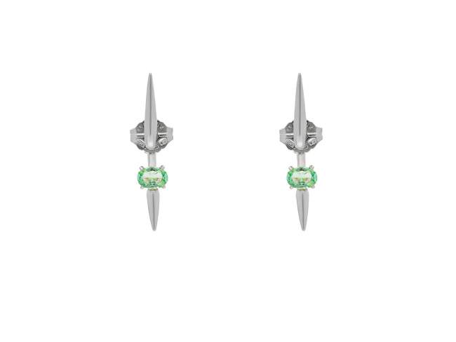 Pendientes Galaxy pincho verde en plata de Marina Garcia Joyas en plata Pendientes de plata de primera ley (925) con baño de rodio con piedra sintetica color 