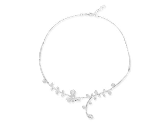 Necklace Guipur  in silver de Marina Garcia Joyas en plata Necklace in rhodium plated 925 sterling silver with white cubic zirconia. (length: 36+3 cm.)