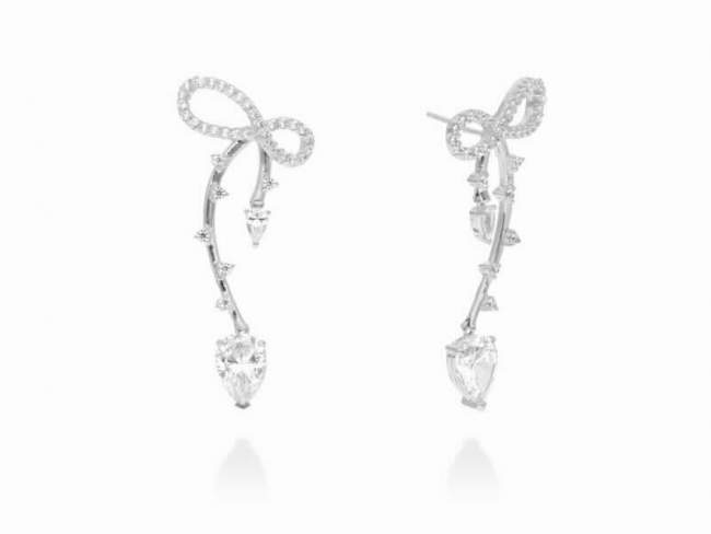 Earrings Audrey  in silver de Marina Garcia Joyas en plata Earrings in rhodium plated 925 sterling silver with white cubic zirconia.(size: 4 x 2 cm.)