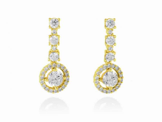 Earrings TAMARA  in golden silver de Marina Garcia Joyas en plata Earrings in 18kt yellow gold plated 925 sterling silver with white cubic zirconia.  (length: 2,4 cm.)