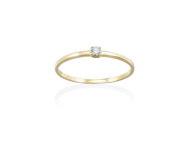 Anillo  en Oro 18Kt. y diamantes de Marina Garcia Joyas en plata Anillo de Oro amarillo de ley (750/1000) con 1 diamante de peso total 0,05 qt. (Color: Top Wesselton (G) Pureza: SI).