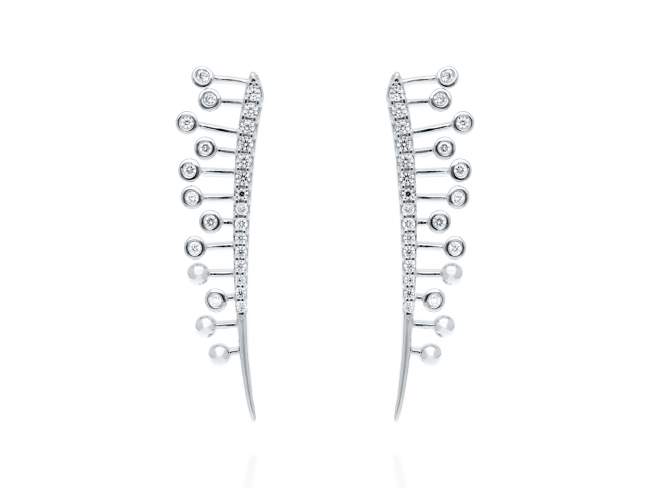 Earrings Champagne  maxi  in silver de Marina Garcia Joyas en plata Earrings in rhodium plated 925 sterling silver with white cubic zirconia. (size: 4,8 x 1,2  cm.)