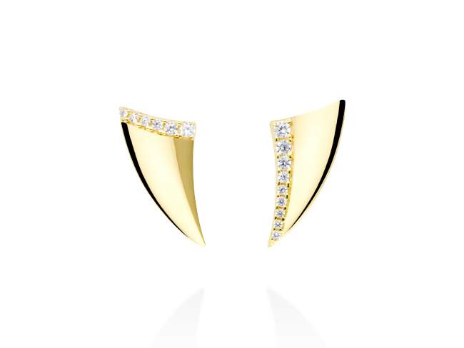 Earrings Malibú  in golden silver de Marina Garcia Joyas en plata Earrings in 18kt yellow gold plated 925 sterling silver with white cubic zirconia. (size: 2,2 x 1 cm.)