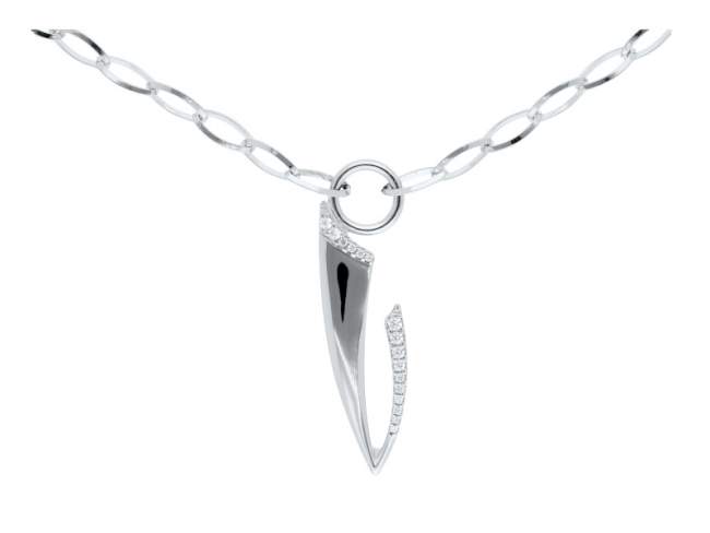 Necklace Palm  in silver de Marina Garcia Joyas en plata Necklace in rhodium plated 925 sterling silver with white cubic zirconia. (Length of necklace: 5,5 cm. Size of pendant: 45 cm.)