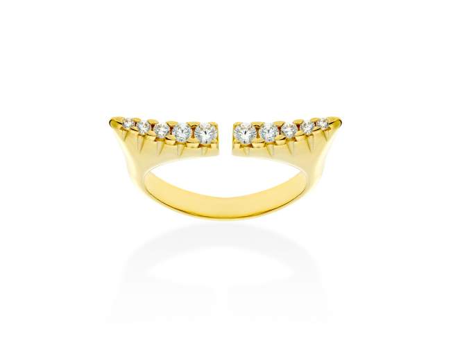 Anillo de plata tu y yo con circonitas de Marina Garcia Joyas en plata Anillo de plata de primera ley (925) chapada en oro amarillo de 18kt con circonita blanca.