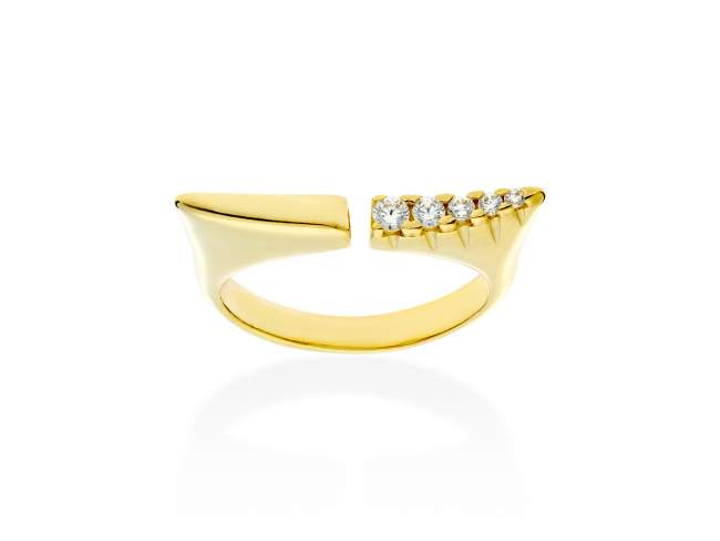 Anillo Malibú piedras  en plata dorada de Marina Garcia Joyas en plata Anillo de plata de primera ley (925) chapada en oro amarillo de 18kt con circonita blanca.