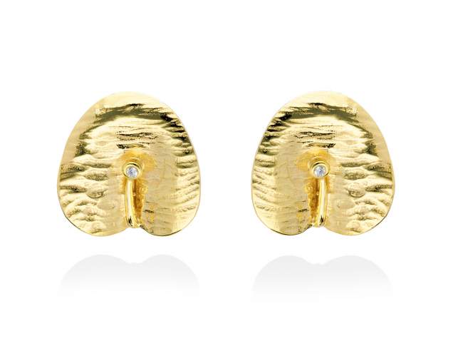 Pendientes California  en plata dorada de Marina Garcia Joyas en plata Pendientes de plata de primera ley (925) chapada en oro amarillo de 18kt con circonita blanca. (tamaño: 2,2 cm.)