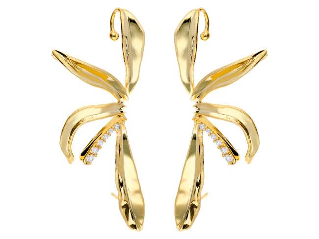 Earrings Melrose  in golden silver de Marina Garcia Joyas en plata Earrings in 18kt yellow gold plated 925 sterling silver with white cubic zirconia. (size: 6,5 x 3 cm.)