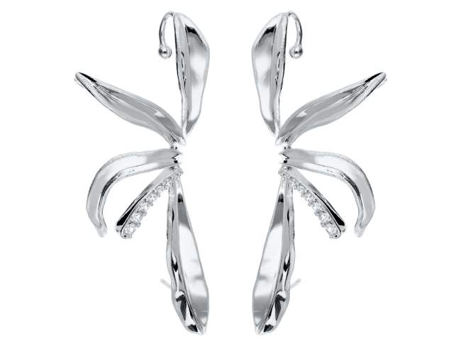 Earrings Melrose  in silver de Marina Garcia Joyas en plata Earrings in rhodium plated 925 sterling silver with white cubic zirconia. (size: 6,5 x 3 cm.)