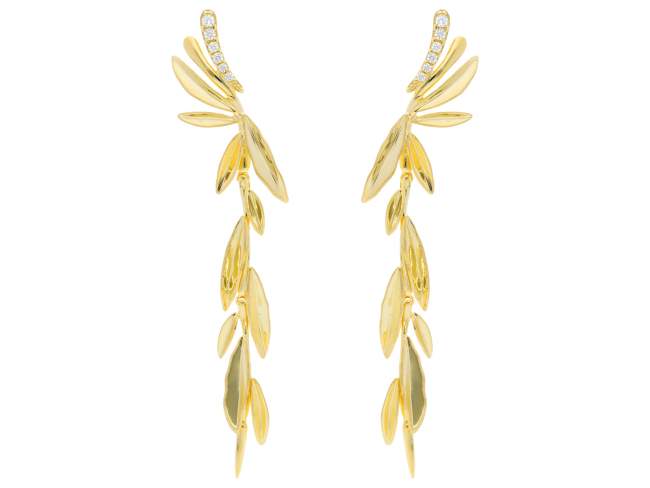 Earrings Venice  in golden silver de Marina Garcia Joyas en plata Earrings in 18kt yellow gold plated 925 sterling silver with white cubic zirconia. (size: 9 x 1,5 cm)