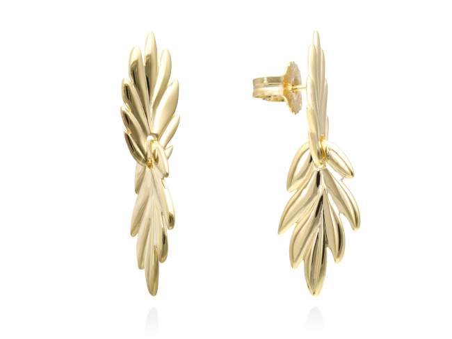 Pendientes de plata hoja de palmera de Marina Garcia Joyas en plata Pendientes de plata de primera ley (925) chapada en oro amarillo de 18kt. (tamaño: 4 cm.)