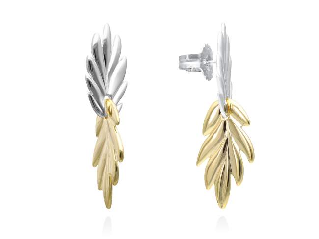 Pendientes PALMA  en plata dorada de Marina Garcia Joyas en plata Pendientes de plata de primera ley (925) con baño de rodio y chapado en oro amarillo de 18kt. (tamaño: 4 cm.)