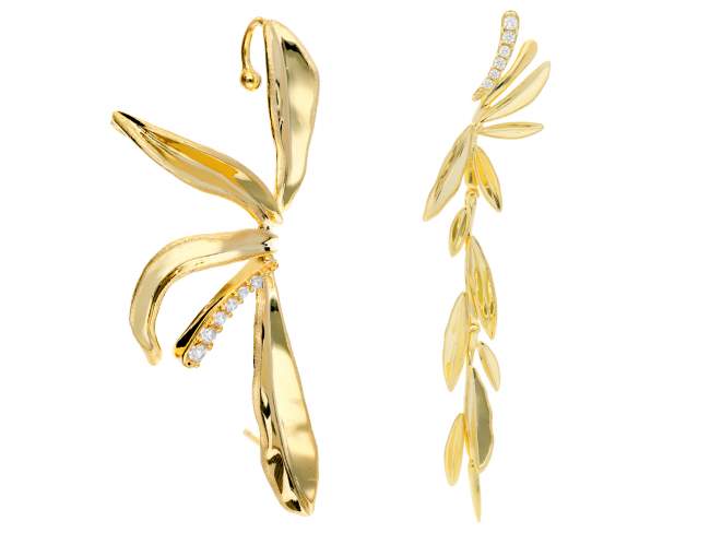 Earrings Melrose  in golden silver de Marina Garcia Joyas en plata Earrings in 18kt yellow gold plated 925 sterling silver with white cubic zirconia. (size: 6,5 - 9 cm.)