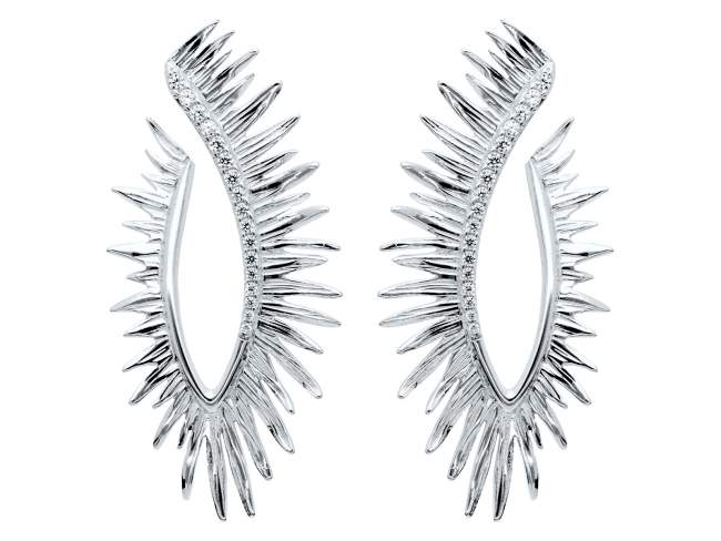 Earrings  Brut maxi    in silver de Marina Garcia Joyas en plata Earrings in rhodium plated 925 sterling silver and white cubic zirconia. (size: 6x3 cm.)