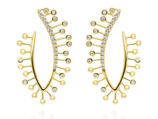 Earrings Champagne XL  in golden silver de Marina Garcia Joyas en plata Earrings in 18kt yellow gold plated 925 sterling silver with white cubic zirconia. (size:  5 x 2,8 cm.)