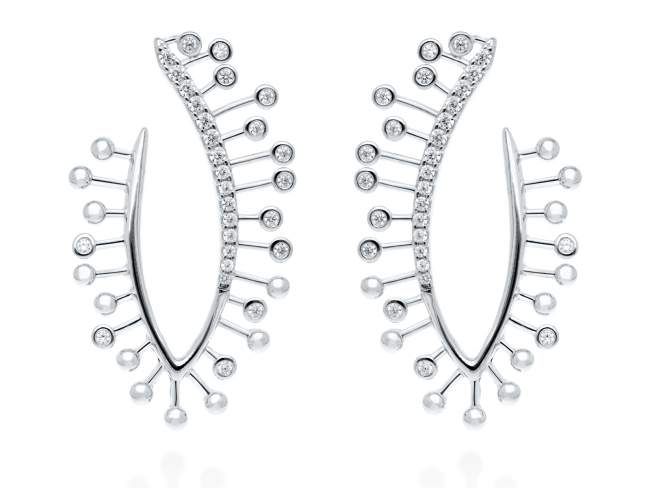 Earrings Champagne XL  in silver de Marina Garcia Joyas en plata Earrings in rhodium plated 925 sterling silver with white cubic zirconia. (size:  5 x 2,8 cm.)