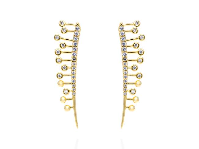 Earrings Champagne  maxi  in golden silver de Marina Garcia Joyas en plata Earrings in 18kt yellow gold plated 925 sterling silver with white cubic zirconia. (size: 4,8 x 1,2  cm.)