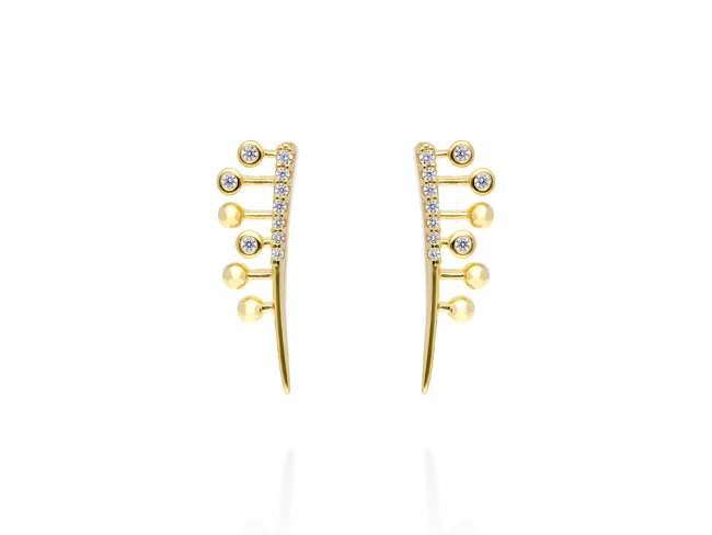 Earrings Champagne mini  in golden silver de Marina Garcia Joyas en plata Earrings in 18kt yellow gold plated 925 sterling silver with white cubic zirconia. (size: 2,8 x 1 cm.)