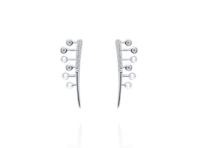 Earrings Champagne mini  in silver de Marina Garcia Joyas en plata Earrings in rhodium plated 925 sterling silver with white cubic zirconia. (size: 2,8 x 1 cm.)