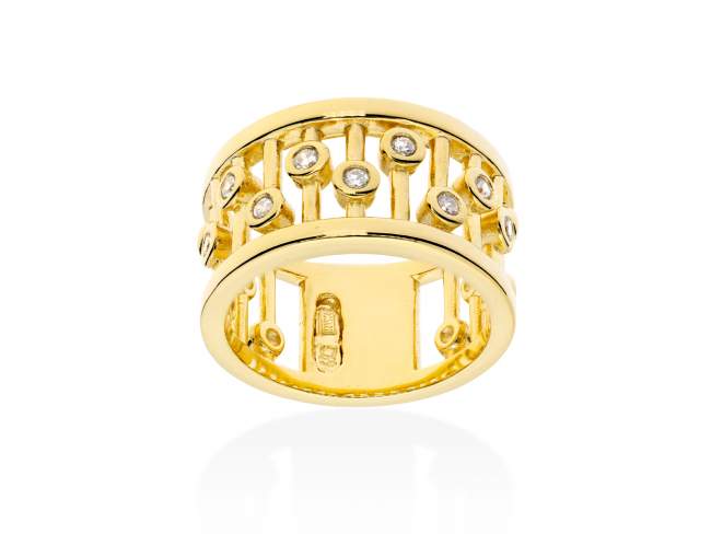 Anillo Champagne  en plata dorada de Marina Garcia Joyas en plata Anillo de plata de primera ley (925) chapada en oro amarillo de 18kt con circonita blanca.