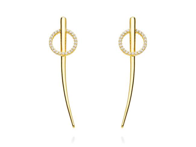 Earrings Reims  in golden silver de Marina Garcia Joyas en plata Earrings in 18kt yellow gold plated 925 sterling silver with white cubic zirconia. (size: 5,7 x 1,5 cm.)