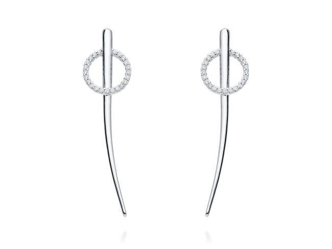 Earrings Reims  in silver de Marina Garcia Joyas en plata Earrings in rhodium plated 925 sterling silver with white cubic zirconia. (size: 5,7 x 1,5 cm.)