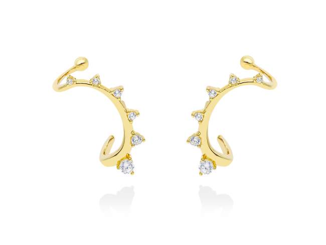 Earrings Doux  in golden silver de Marina Garcia Joyas en plata Earrings in 18kt yellow gold plated 925 sterling silver with white cubic zirconia. (size: 2,4 cm.)