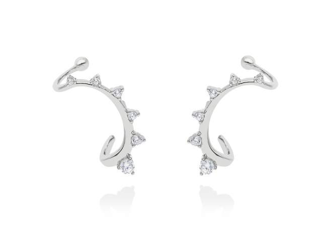 Earrings Doux  in silver de Marina Garcia Joyas en plata Earrings in rhodium plated 925 sterling silver with white cubic zirconia. (size: 2,4 cm.)