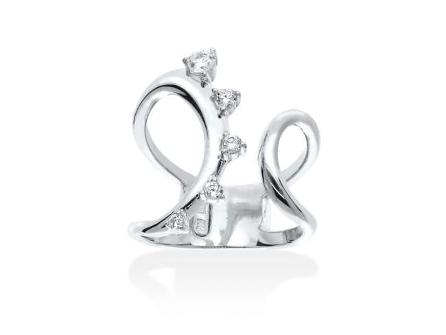 Ring Doux  in silver de Marina Garcia Joyas en plata Ring in rhodium plated 925 sterling silver with white cubic zirconia.  