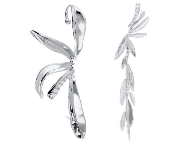 Earrings Melrose  in silver de Marina Garcia Joyas en plata Earrings in rhodium plated 925 sterling silver with white cubic zirconia. (size: 6,5 - 9 cm.)