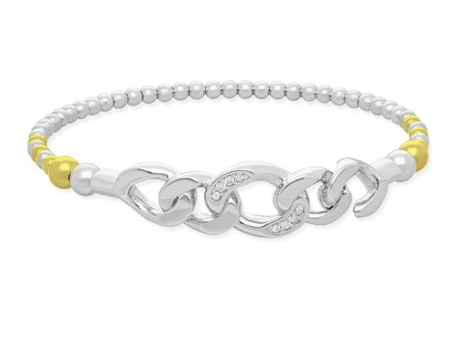 Armband Link abierta  in silber de Marina Garcia Joyas en plata Armband in Silber (925) rhodiniert und 18 Karat vergoldet Gelbgold und Zirkonia weiß. (Handgelenkgröße: 19 cm)