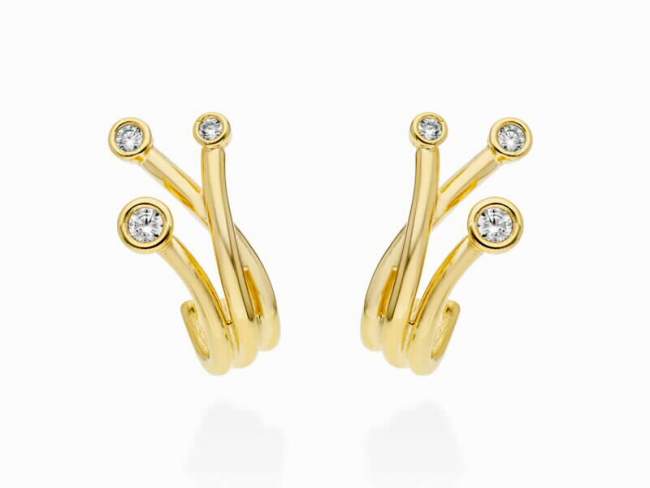 Pendientes de plata mini trepador con circonitas de Marina Garcia Joyas en plata Pendientes de plata de primera ley (925) chapada en oro amarillo de 18kt y circonita blanca. (tamaño: 2 cm.)