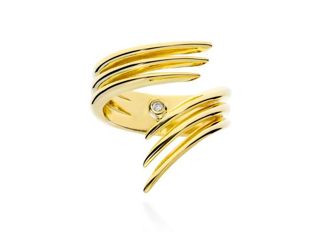 Anillo Arles  en plata dorada de Marina Garcia Joyas en plata Anillo de plata de primera ley (925) chapada en oro amarillo de 18kt y circonita blanca.