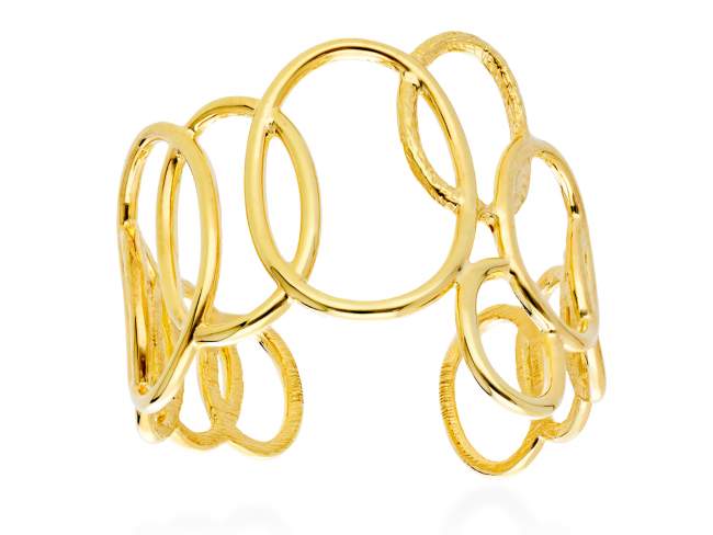 Brazalete de plata multiaros de Marina Garcia Joyas en plata Pulsera de plata de primera ley (925) chapada en oro amarillo de 18kt. (medida de muñeca: 15-18,5 cm.)