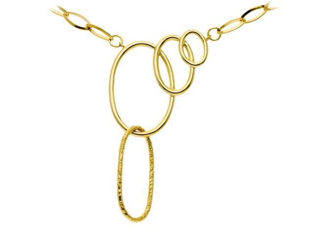 Gargantilla de plata multiaros de Marina Garcia Joyas en plata Gargantilla de plata de primera ley (925) chapada en oro amarillo de 18kt. (Largo de gargantilla: 41 cm. Tamaño del colgante: 7 x 4 cm.)