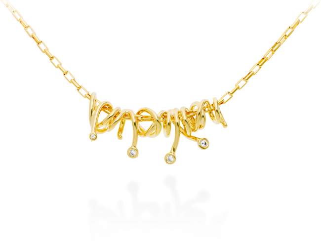 Necklace Mistral  in golden silver de Marina Garcia Joyas en plata Necklace in 18kt yellow gold plated 925 sterling silver and white cubic zirconia. (Length of necklace: 42+3 cm. Size of pendant: 4,7 cm.)