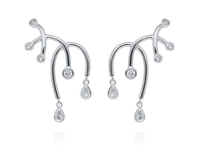 Climber Earring Mistral XL  in silver de Marina Garcia Joyas en plata Climber Earrings in rhodium plated 925 sterling silver and white cubic zirconia. (size: 3 x 2,8 cm.)