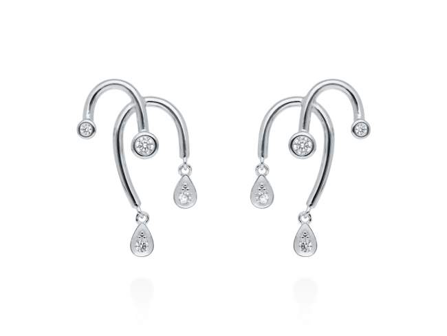 Earrings Mistral piedras  in silver de Marina Garcia Joyas en plata Earrings in rhodium plated 925 sterling silver and white cubic zirconia. (size: 2,7 x 1,5 cm.)