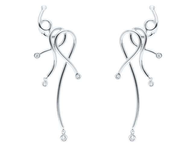 Climber Earring Mistral XL  in silver de Marina Garcia Joyas en plata Climber Earrings in rhodium plated 925 sterling silver and white cubic zirconia. (size:  7 x 2,3 cm.)