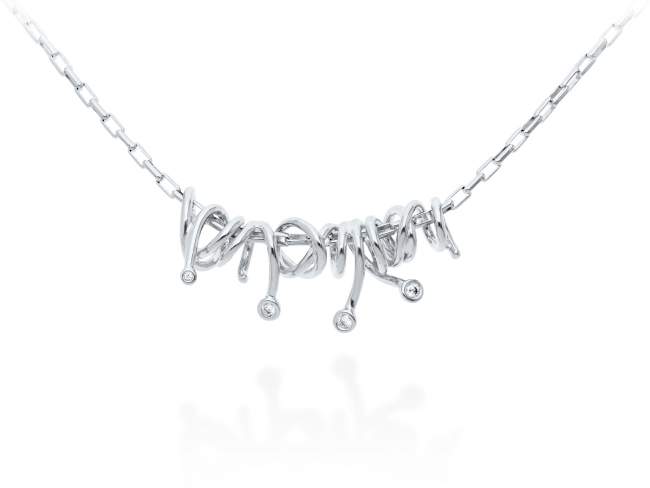 Necklace Mistral  in silver de Marina Garcia Joyas en plata Necklace in rhodium plated 925 sterling silver and white cubic zirconia. (Length of necklace: 42+3 cm. Size of pendant: 4,7 cm.)