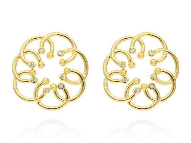 Earrings Mistral XL  in golden silver de Marina Garcia Joyas en plata Earrings in 18kt yellow gold plated 925 sterling silver and white cubic zirconia. (size: 3 cm.)