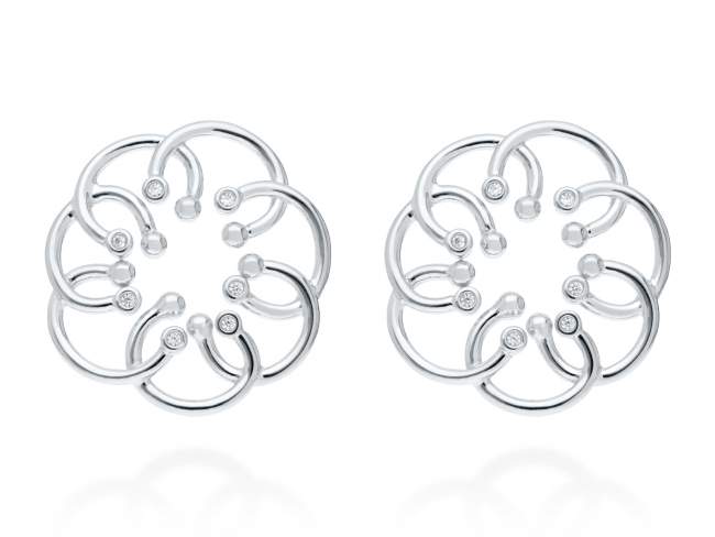 Earrings Mistral XL  in silver de Marina Garcia Joyas en plata Earrings in rhodium plated 925 sterling silver and white cubic zirconia. (size: 3 cm.)