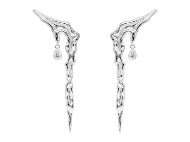 Climber Earring Vernissage maxi  in silver de Marina Garcia Joyas en plata Climber Earrings in rhodium plated 925 sterling silver and white cubic zirconia. (size: 5,6 x 2 cm.)