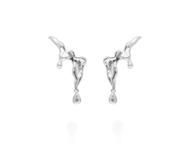 Climber Earring Vernissage mini  in silver de Marina Garcia Joyas en plata Climber Earrings in rhodium plated 925 sterling silver and white cubic zirconia. (size: 2 x 2 cm.)