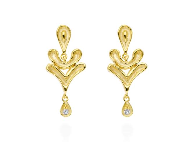 Earrings Vernissage piedras mini  in golden silver de Marina Garcia Joyas en plata Earrings in 18kt yellow gold plated 925 sterling silver and white cubic zirconia. (size: 3 cm.)