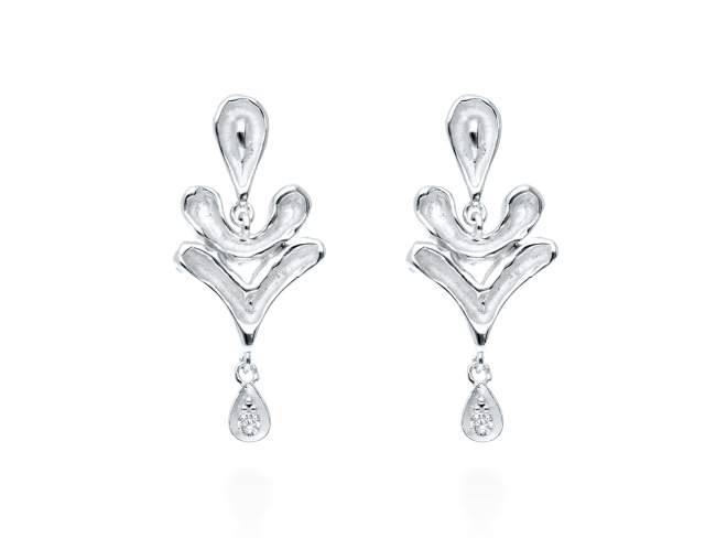 Earrings Vernissage piedras mini  in silver de Marina Garcia Joyas en plata Earrings in rhodium plated 925 sterling silver and white cubic zirconia. (size: 3 cm.)