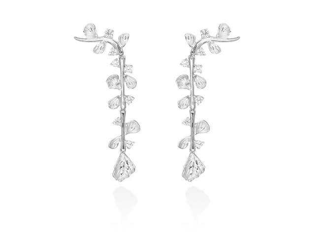 Earrings Guipur maxi  in silver de Marina Garcia Joyas en plata Earrings in rhodium plated 925 sterling silver and white cubic zirconia. (size:  6 x 2 cm.)