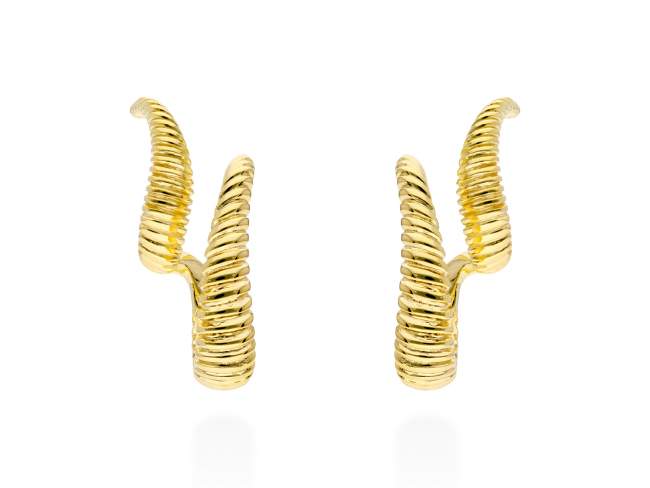 Pendientes de plata trepador aro doble de Marina Garcia Joyas en plata Pendientes de plata de primera ley (925) chapada en oro amarillo de 18kt. (tamaño: 3 x 1,5 cm.)