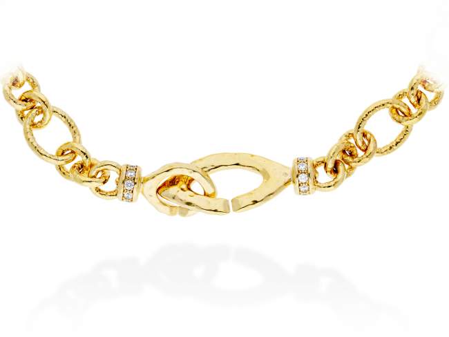 Choker de plata y circonita blanca de Marina Garcia Joyas en plata Gargantilla de plata de primera ley (925) chapada en oro amarillo de 18kt y circonita blanca. (largo: 42,5 cm.)